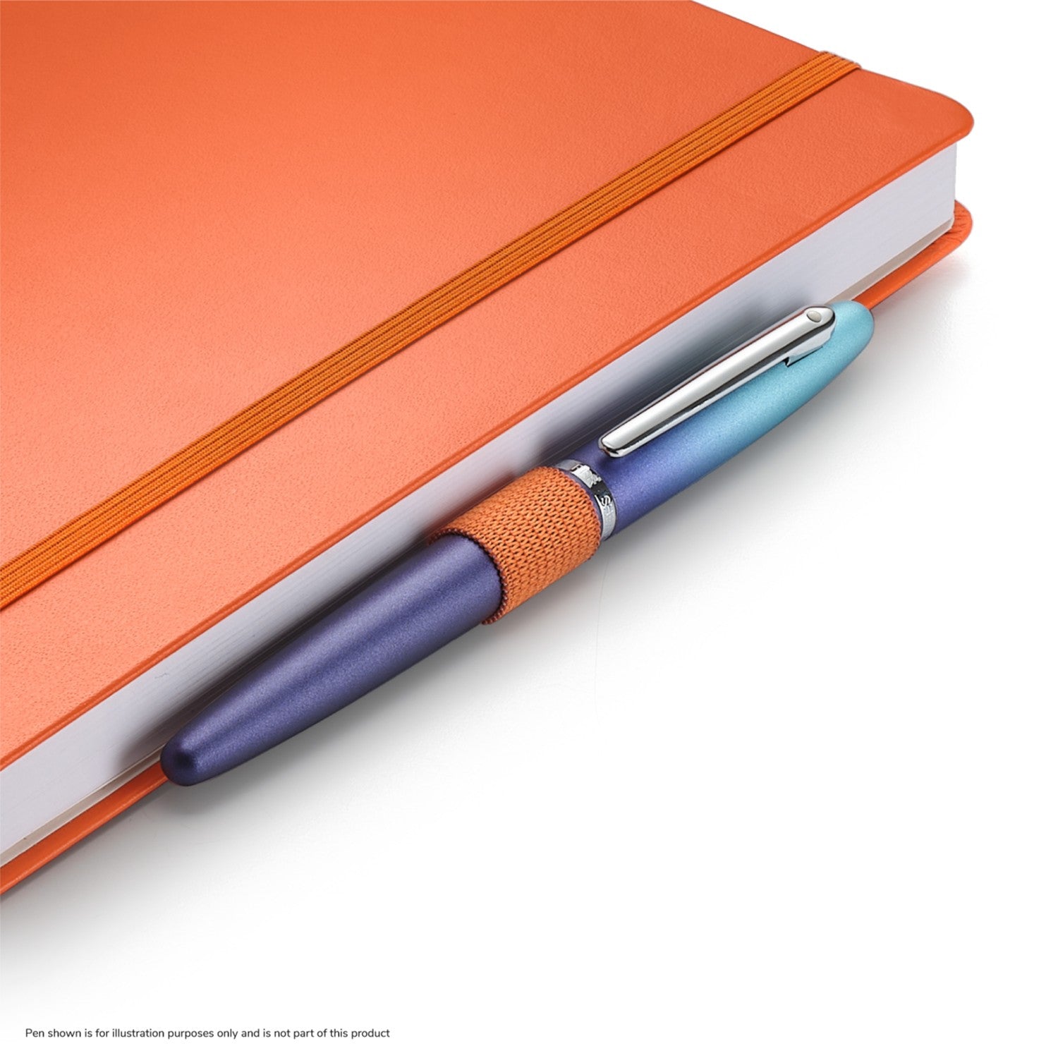 Sheaffer Echoes Of Red 90 GSM Notebook in orange with a pen on top