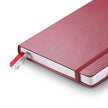 Sheaffer Echoes Of Red 90 GSM Notebook showing durable red hardbound cover and ribbon bookmark.