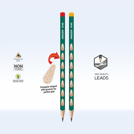 Hauser Artz One Super Dark Pencil featuring triangular body and non-toxic design for perfect grip and high-quality leads.
