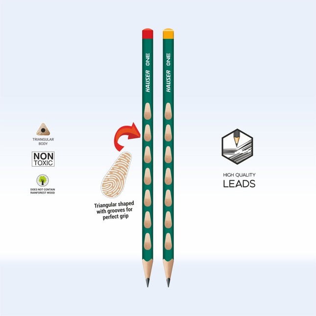 Hauser Artz One Super Dark Pencil featuring triangular body and non-toxic design for perfect grip and high-quality leads.