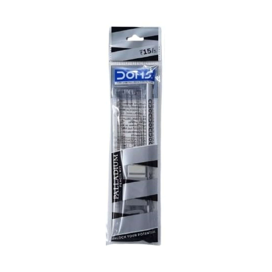 DOMS Palladium Pencil Kit | For Dark & Neat Writing | Includes Pencil, Scale, Sharpner & Eraser packaging image