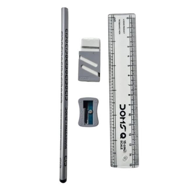 DOMS Palladium Pencil Kit | For Dark & Neat Writing | Includes Pencil, Scale, Sharpner & Eraser