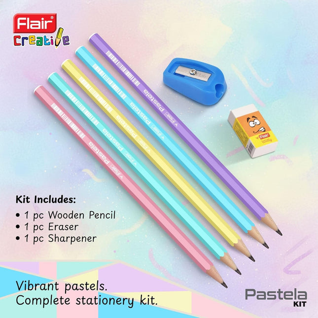 Flair Creative Pastela Pencil Kit | Stationery Kit of 3 Items
