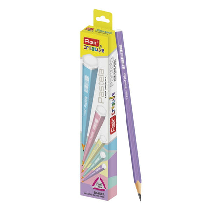 Flair Creative Pastela Extra Dark Pencils | Includes Eraser and Sharpener