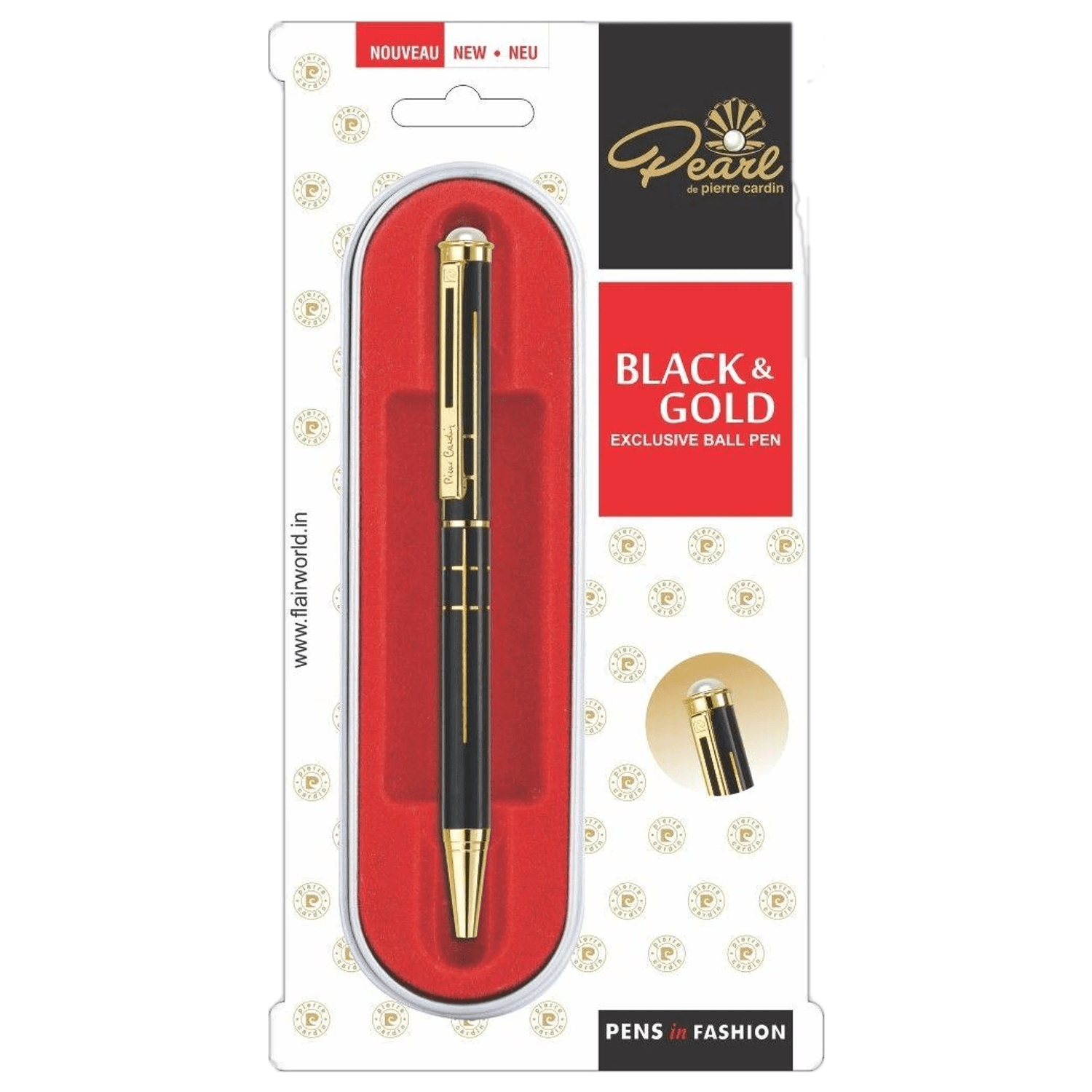 Pierre Cardin Pearl Black & Gold Ball Pen  | Ink Colour - Blue