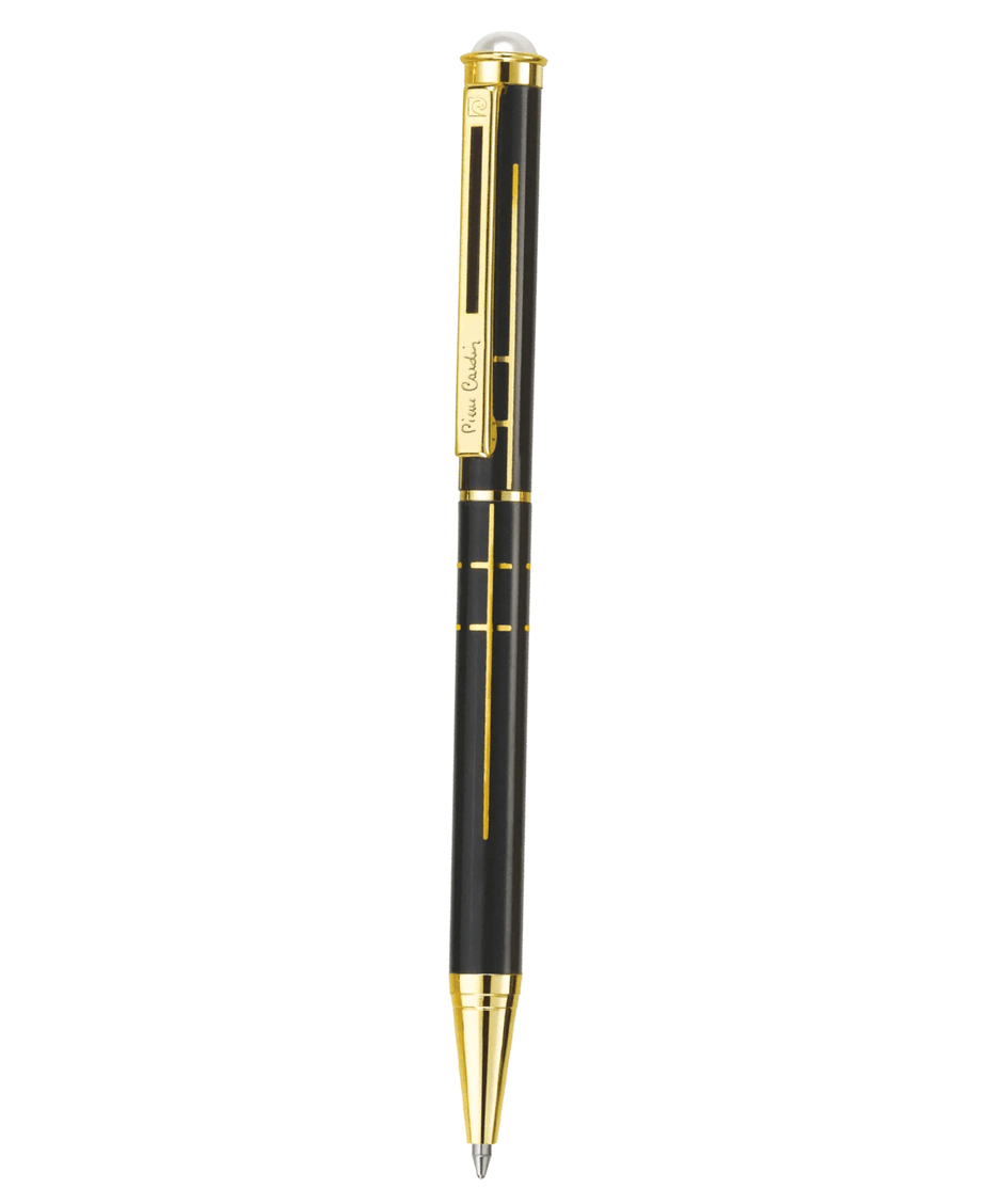 Pierre Cardin Pearl Black & Gold Ball Pen  | Ink Colour - Blue