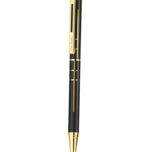 Pierre Cardin Pearl Black & Gold Ball Pen  | Ink Colour - Blue