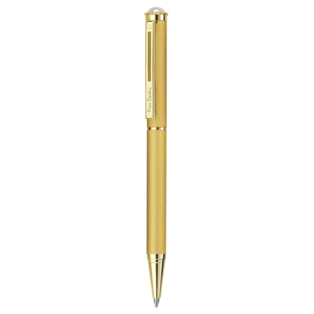 Pierre Cardin Pearl Satin Gold Ball Pen displayed in gold with a classic design and luxurious finish.