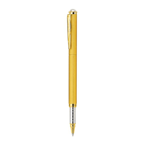 Pierre Cardin Pearl Satin Gold Roller Ball Pen in elegant satin gold finish with pearl detail.