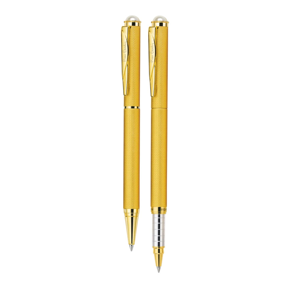 Pierre Cardin Pearl Satin Gold Set  | Set of Ball Pen and Roller Ball Pen