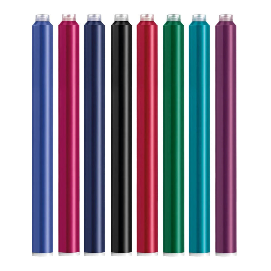 Pelikan GTP5 Long Ink Cartridges in various colors including blue, pink, black, red, green, and purple.