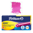 Pelikan GTP5 Long Ink Cartridges pack of 5 with pink ink sample, showcasing premium Pelikan 4001 ink formula.
