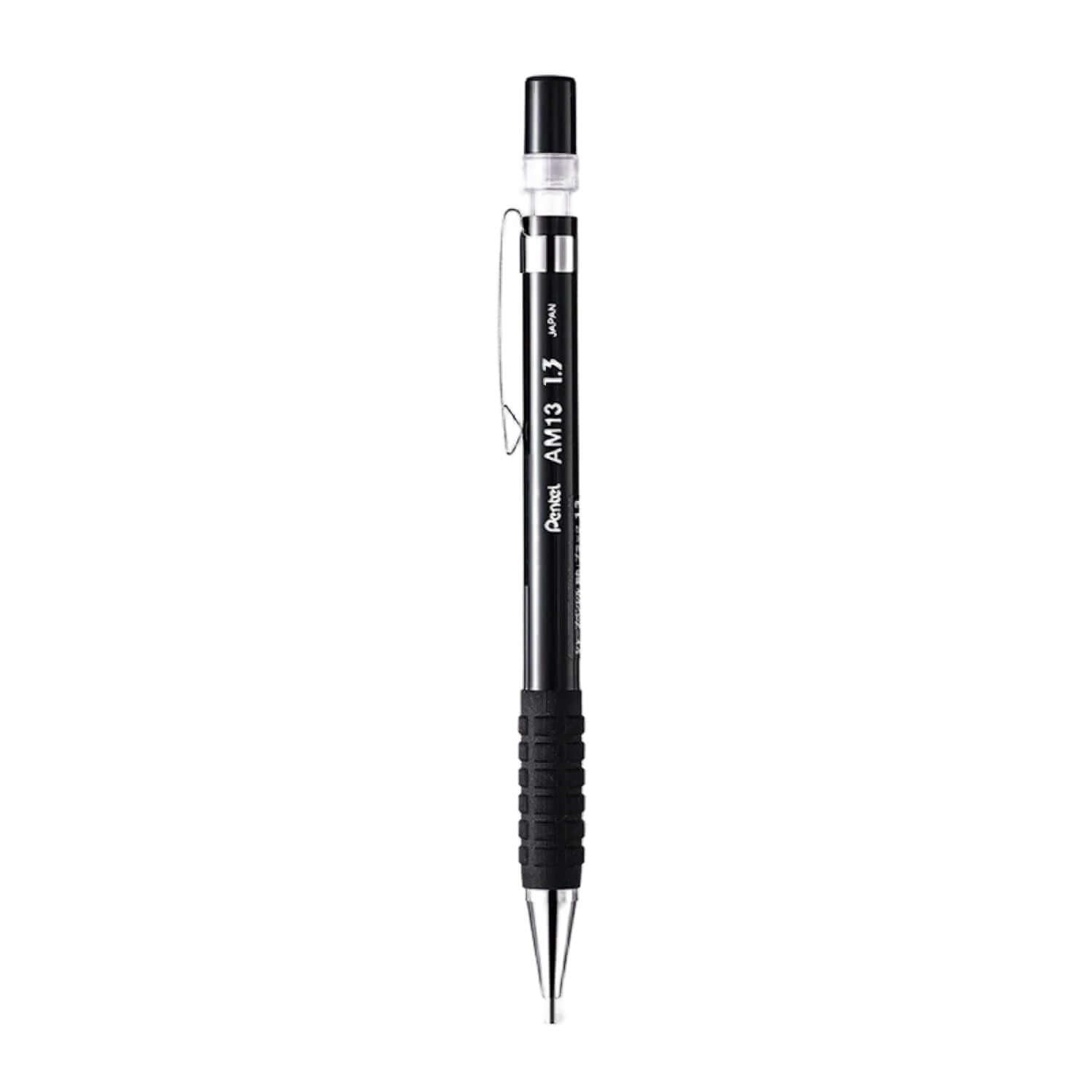 Pentel AM13 Mechanical Pencil 1.3mm with non-slip grip and adjustable metal clip.