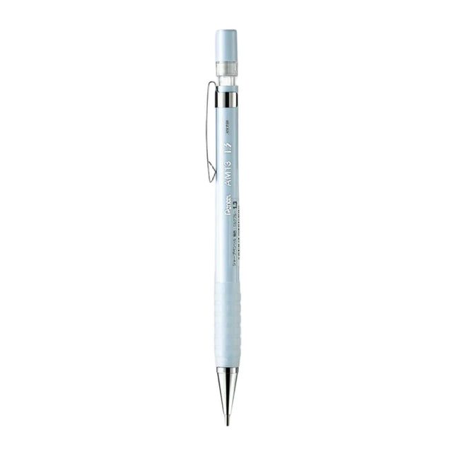 Pentel AM13 Mechanical Pencil 1.3mm with non-slip grip and replaceable eraser for comfortable writing.