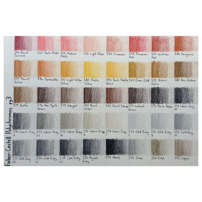 Faber Castell Polychromos Colour Pencil - Single Pencil - White Colour Shades