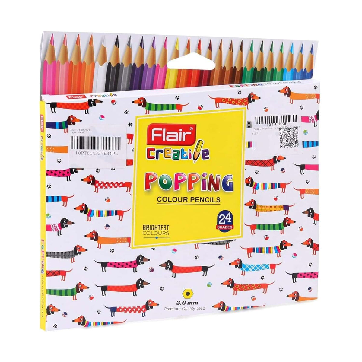 Flair Creative Popping Colour Pencil 24 Shades set featuring vibrant colored pencils in a fun packaging.