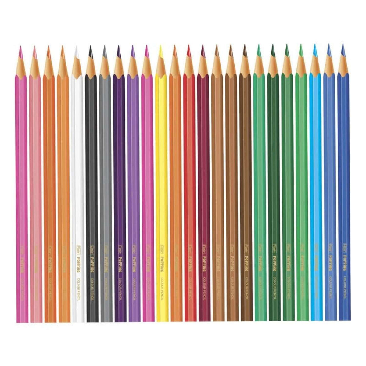 Flair Creative Popping Colour Pencil 24 Shades set showcasing vibrant pencils in a range of colors for creative projects.