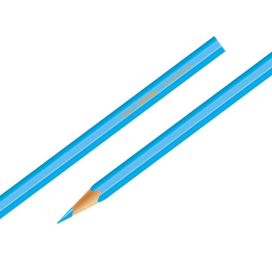 Flair Creative Popping Colour Pencil 24 Shades in vibrant blue, showcasing its perfect sharpening and vibrant color.