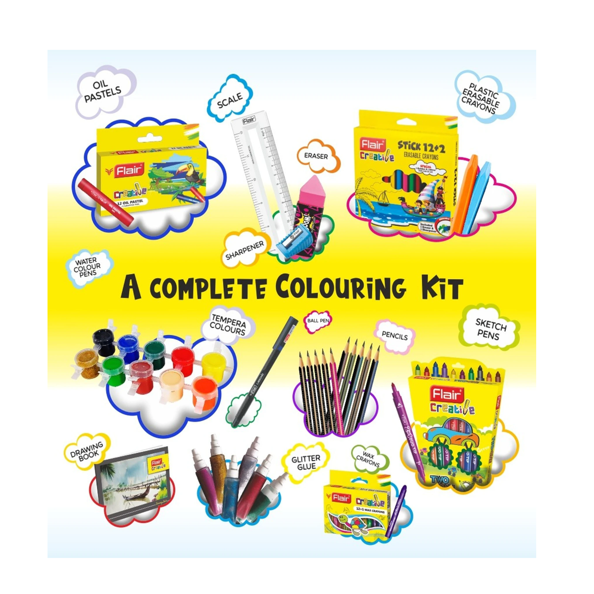 Flair Creative Premium Kit | Stationery Kit of 14 Assorted Items