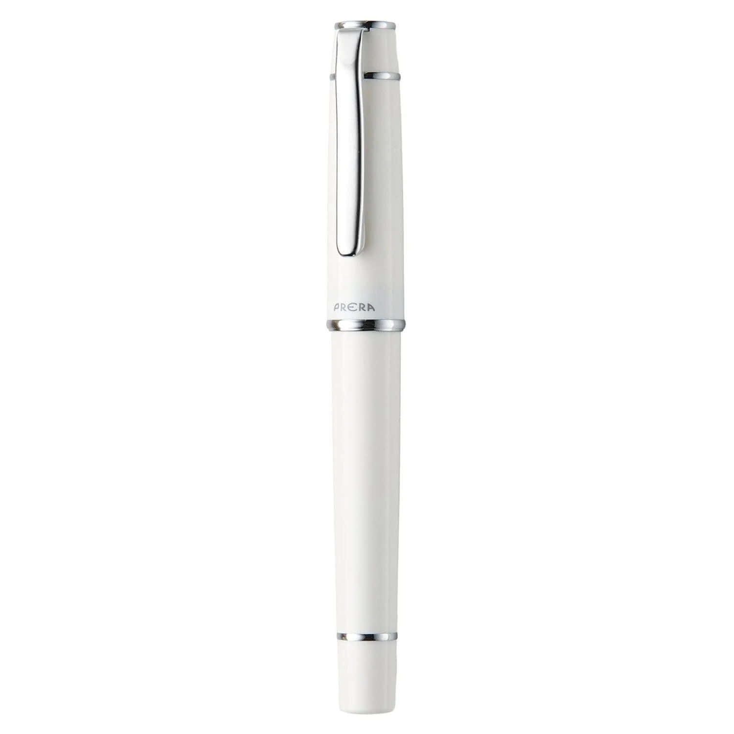Pilot Prera Fountain Pen FPR-3SR in elegant white with chrome accents for smooth writing experience.