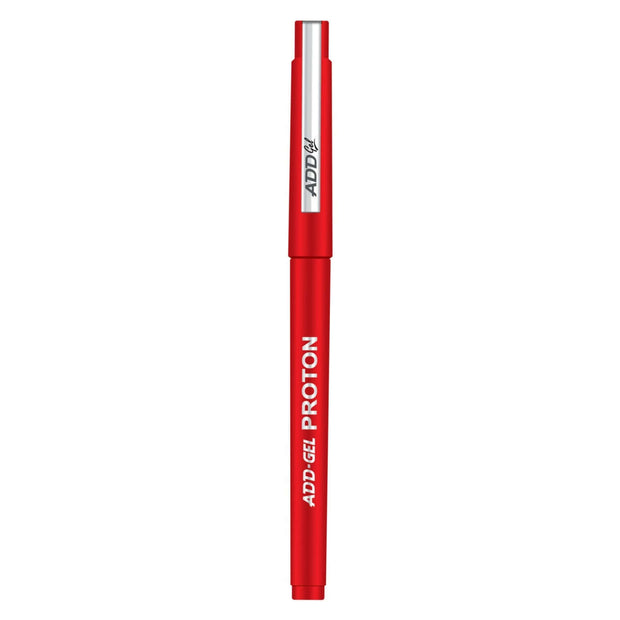Add Gel Proton Ball Pen in vibrant red, showcasing smooth ink technology for reliable performance.