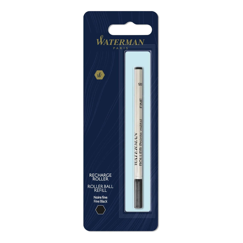 Waterman Roller Ball Refill | Ink Colour - Blue and Black on packaging, showcasing a premium rollerball refill.