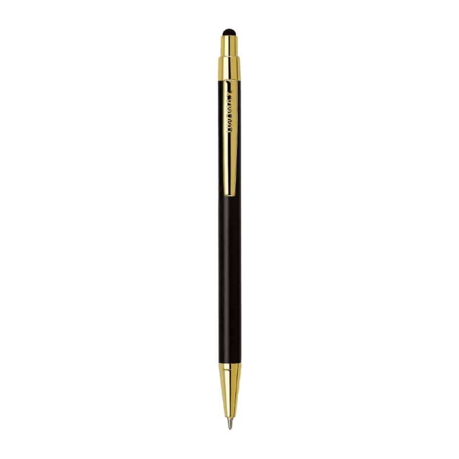 Unomax Stylus Gold Ball Pen | Ink Colour - Blue with black body and gold clip, ideal for writing and touch navigation.