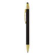 Unomax Stylus Gold Ball Pen | Ink Colour - Blue with sleek black body and gold-plated clip.