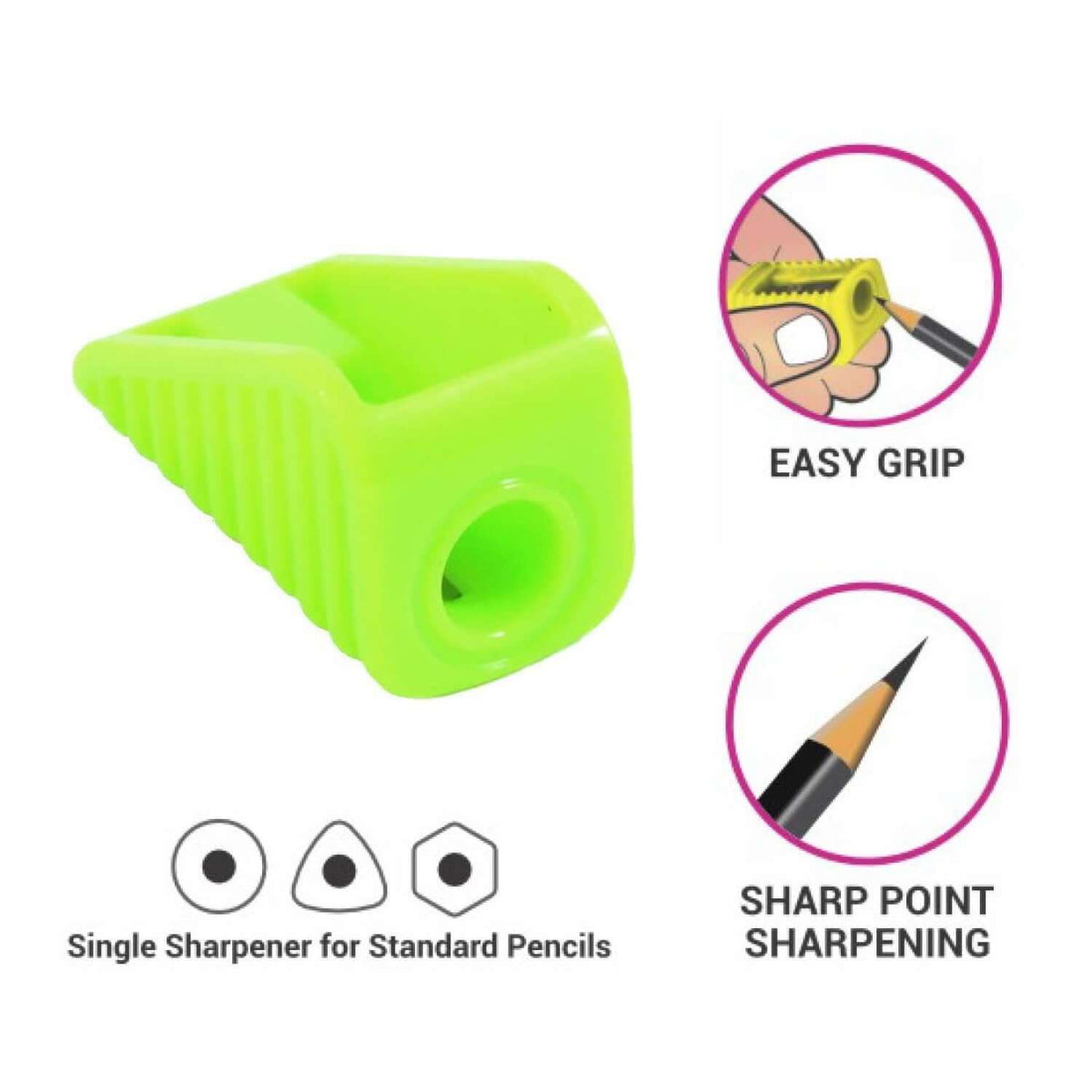 Flair Creative Shell Neon Sharpener | Pack of 1 in vibrant green, perfect for standard pencil sharpening with easy grip.