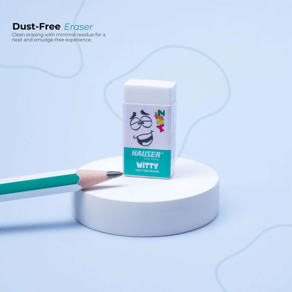 Hauser Artz Skoola Kit | Stationery Kit of 4 Assorted Items - Dust-Free Eraser with a pencil for a neat experience.