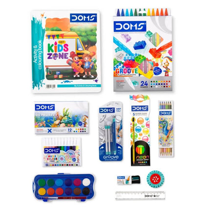 DOMS Smart Kit | Comes With Transparent Zipper Bag | Combination of 12 Stationery Items