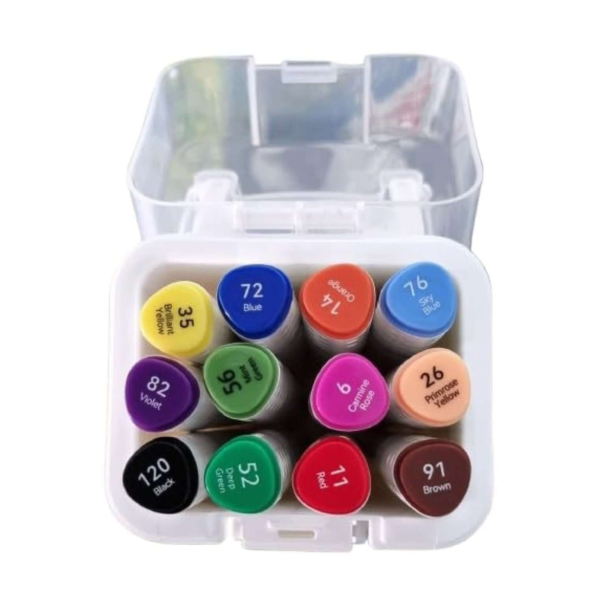 Flair Creative Soft Art Marker 12 Shades | Dual Tip - Brush and Chisel in storage case displaying vibrant colors.
