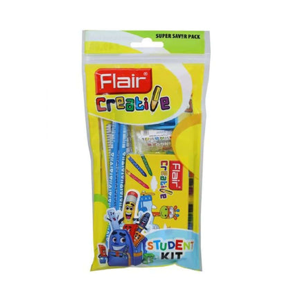 Flair Creative Student Kit | Stationery Kit of 5 Items in a colorful pack with essential art supplies.