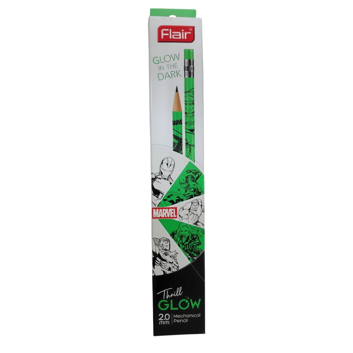 Flair Creative Thrill Glow 2.0mm Mechanical Pencil | Pack of 10 | Includes 1 Eraser and 1 Sharpener