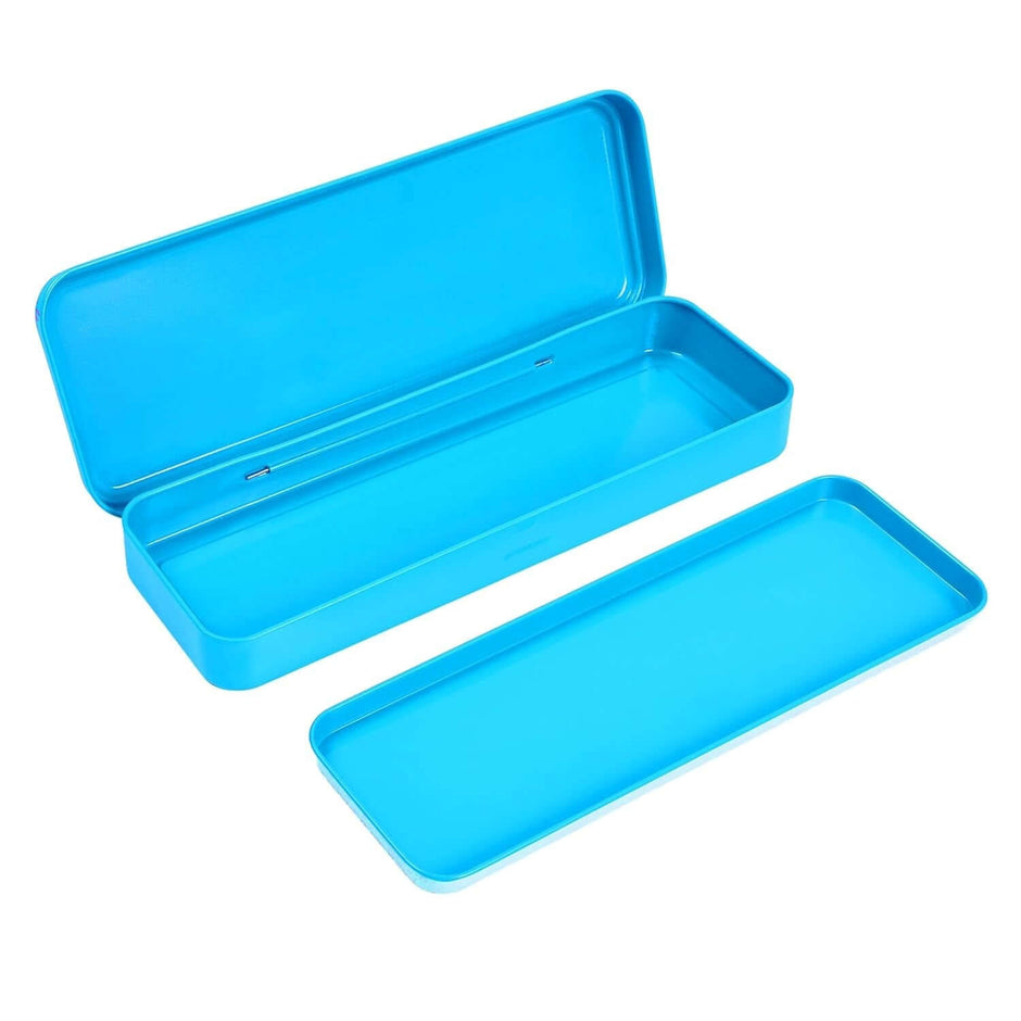 Doms Tom and Jerry Metal Pencil Box | High Energy in vibrant blue color, spacious and durable for organizing stationery.
