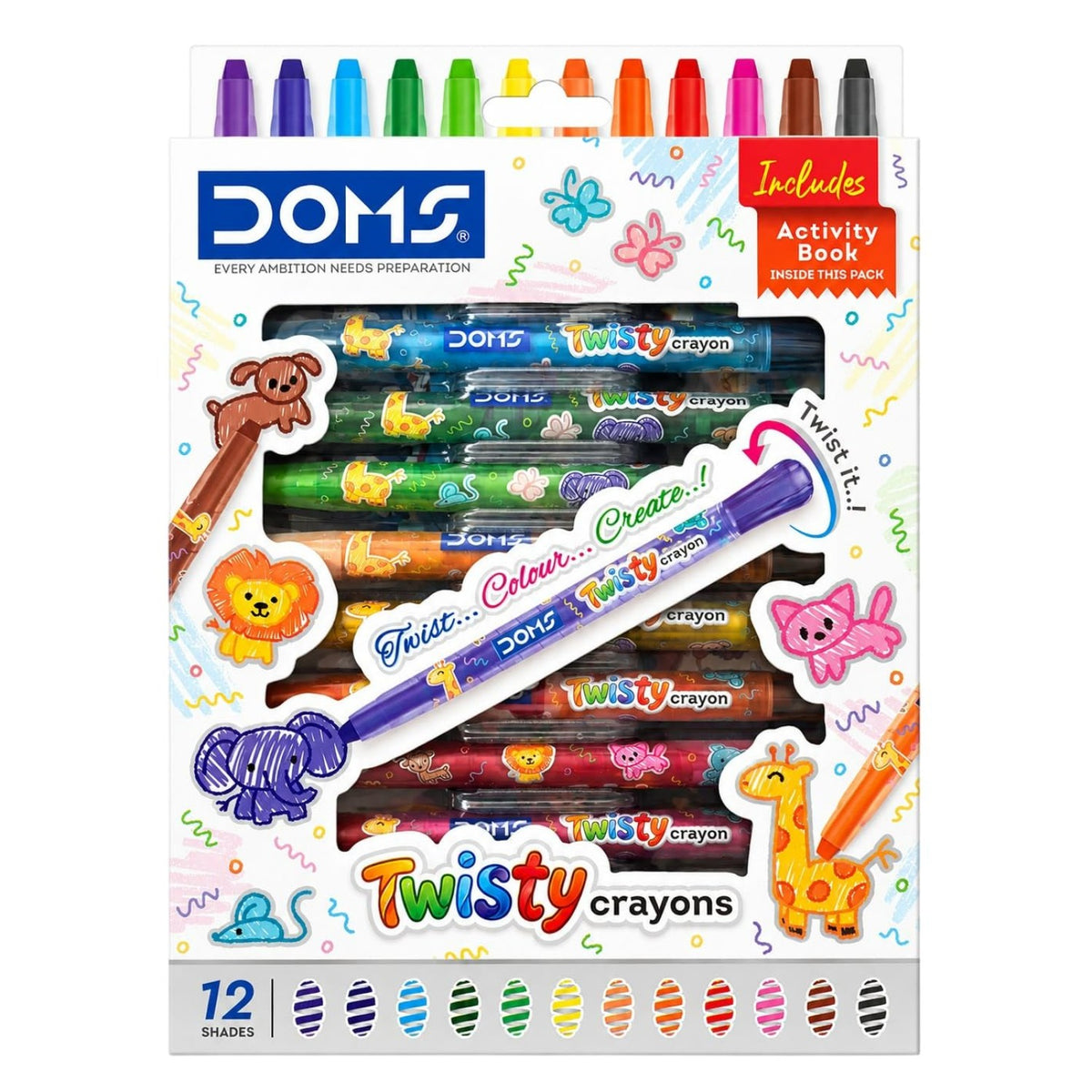 Doms Twisty Plastic Crayons | Set of 12 Shades