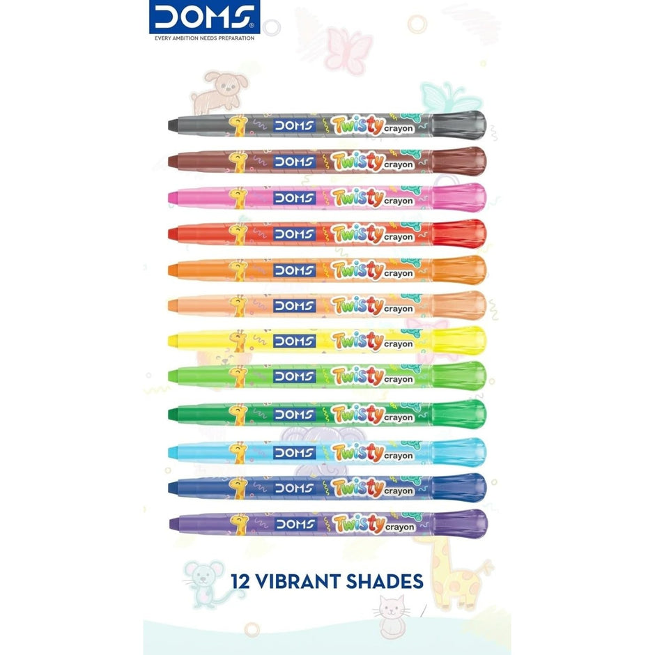 Doms Twisty Plastic Crayons | Set of 12 Shades