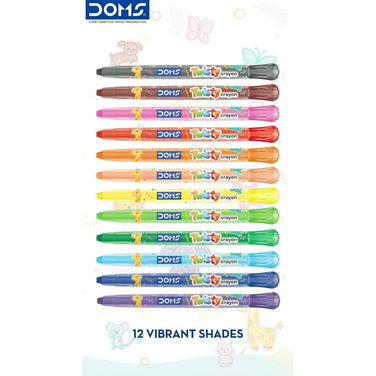 Doms Twisty Plastic Crayons | Set of 12 Shades