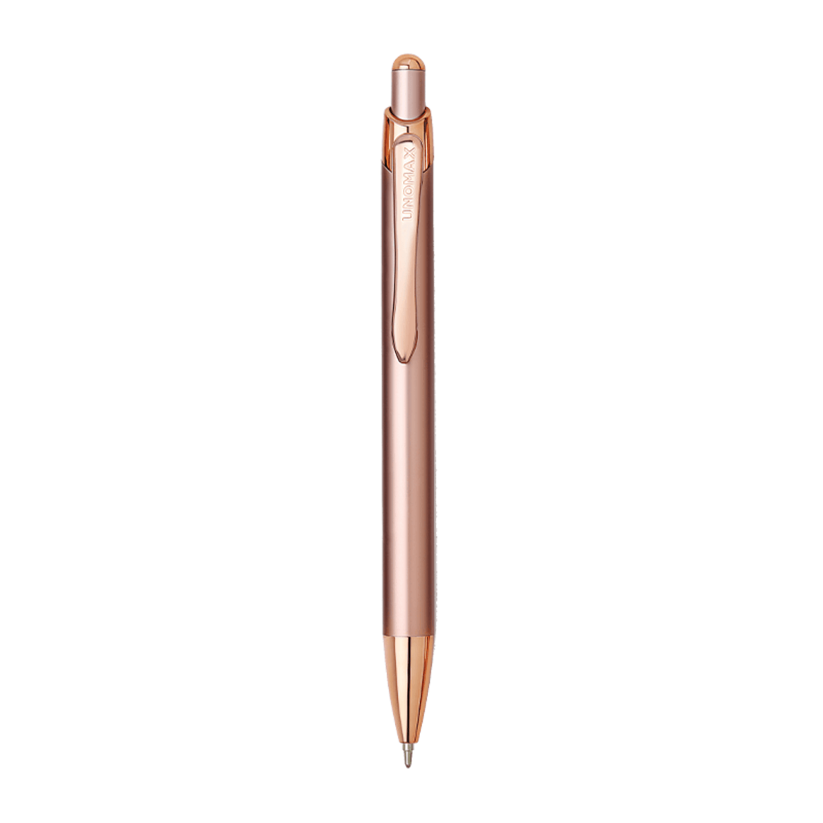 Unomax Excella Ball Pen | Ink Colour - Blue with a sleek metal body and retractable design.