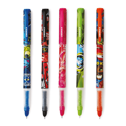 Unomax Disney Fountain Slim Pen | Includes 2 Ink Cartridges - vibrant collection of character-themed pens.