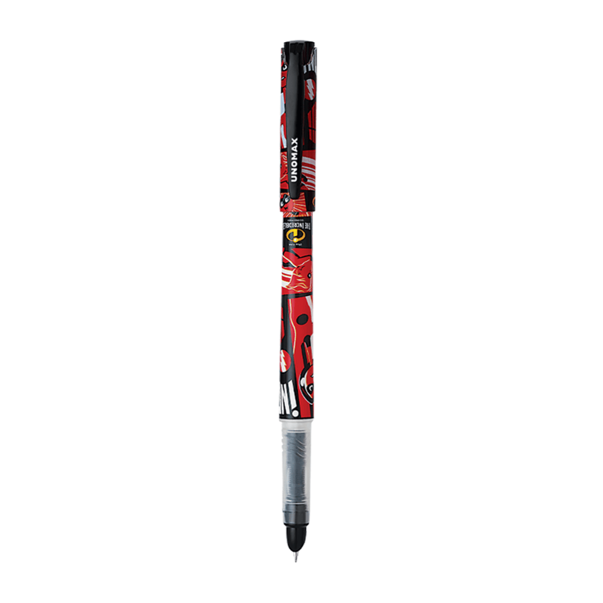 Unomax Disney Fountain Slim Pen | Includes 2 Ink Cartridges - Red design featuring characters from Disney.