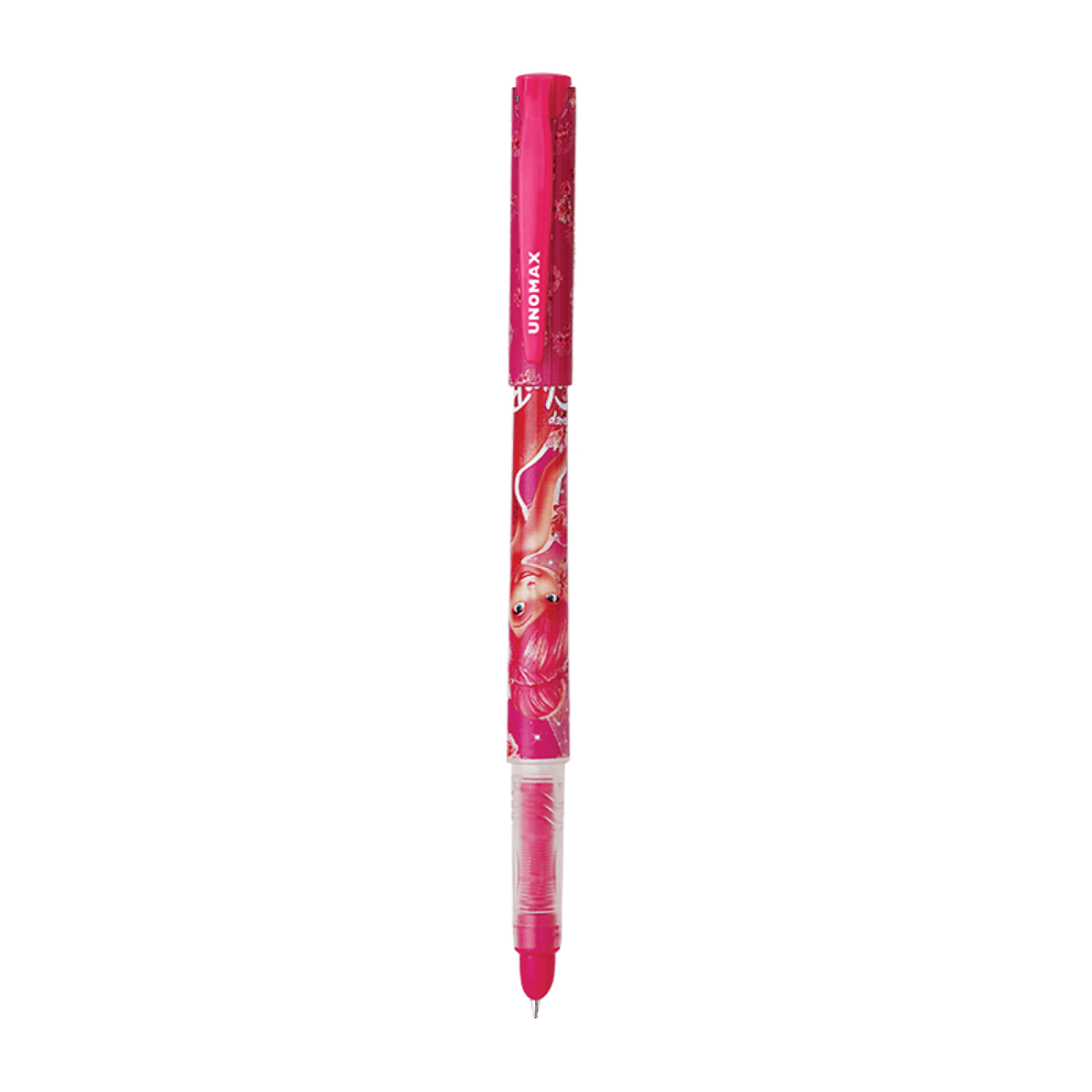 Unomax Disney Fountain Slim Pen | Includes 2 Ink Cartridges featuring vibrant pink design with Disney characters.