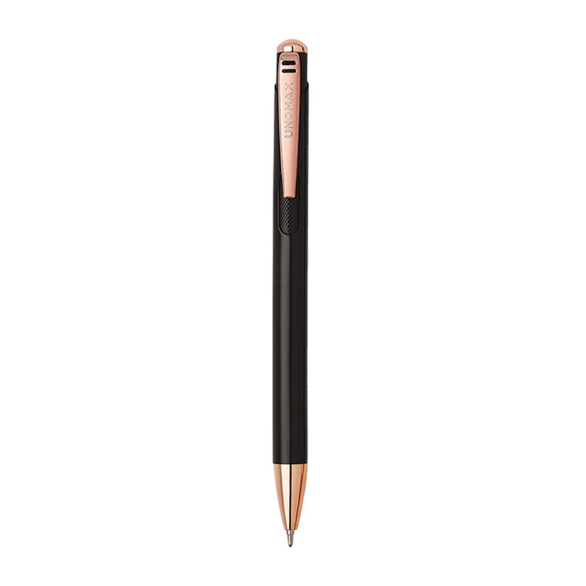 Unomax Lumina Ball Pen | Ink Colour - Blue with black body and rose gold accents, 0.7 mm tip for precision writing.