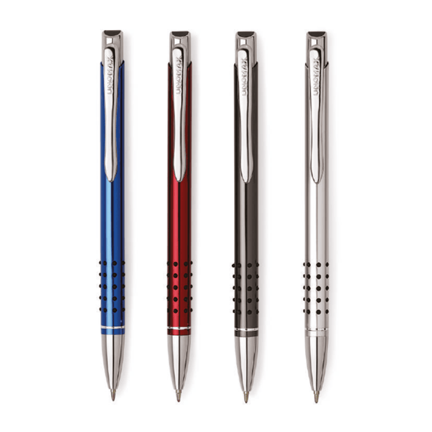 Unomax Marcus Ball Pen | Ink Colour - Blue featured with red, black, and silver variants for professional writing.