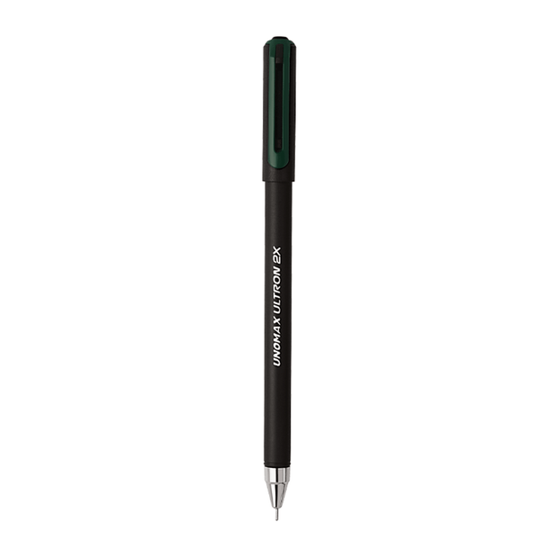 Unomax Ultron 2X Ball Pen | Ink Colour - Blue, Black, Green and Red, showing green ink variant.