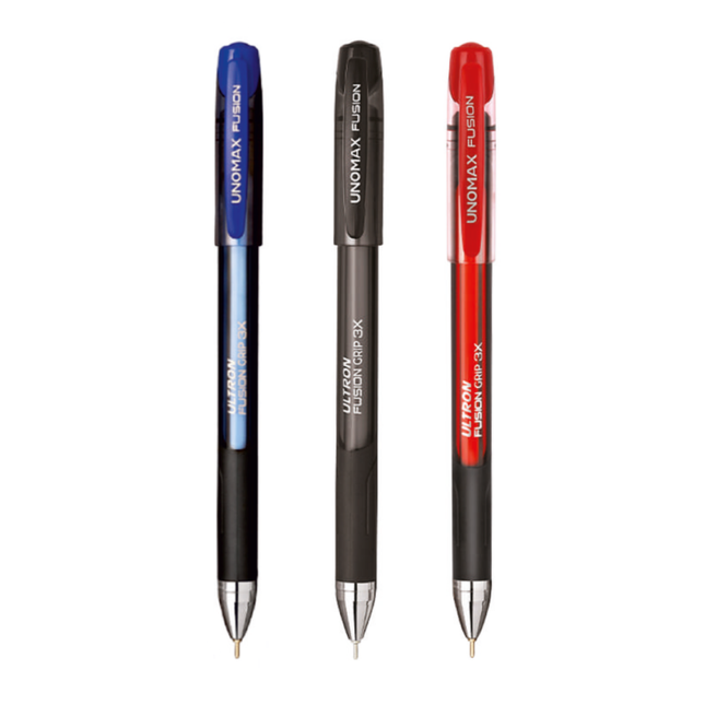 Unomax Ultron Fusion Grip 3X Ball Pen | Ink Colour - Blue, Black and Red