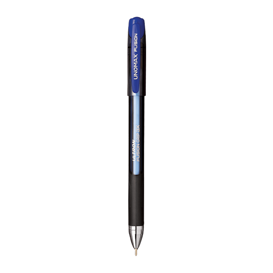 Unomax Ultron Fusion Grip 3X Ball Pen | Ink Colour - Blue, Black and Red with ergonomic rubberized barrel.