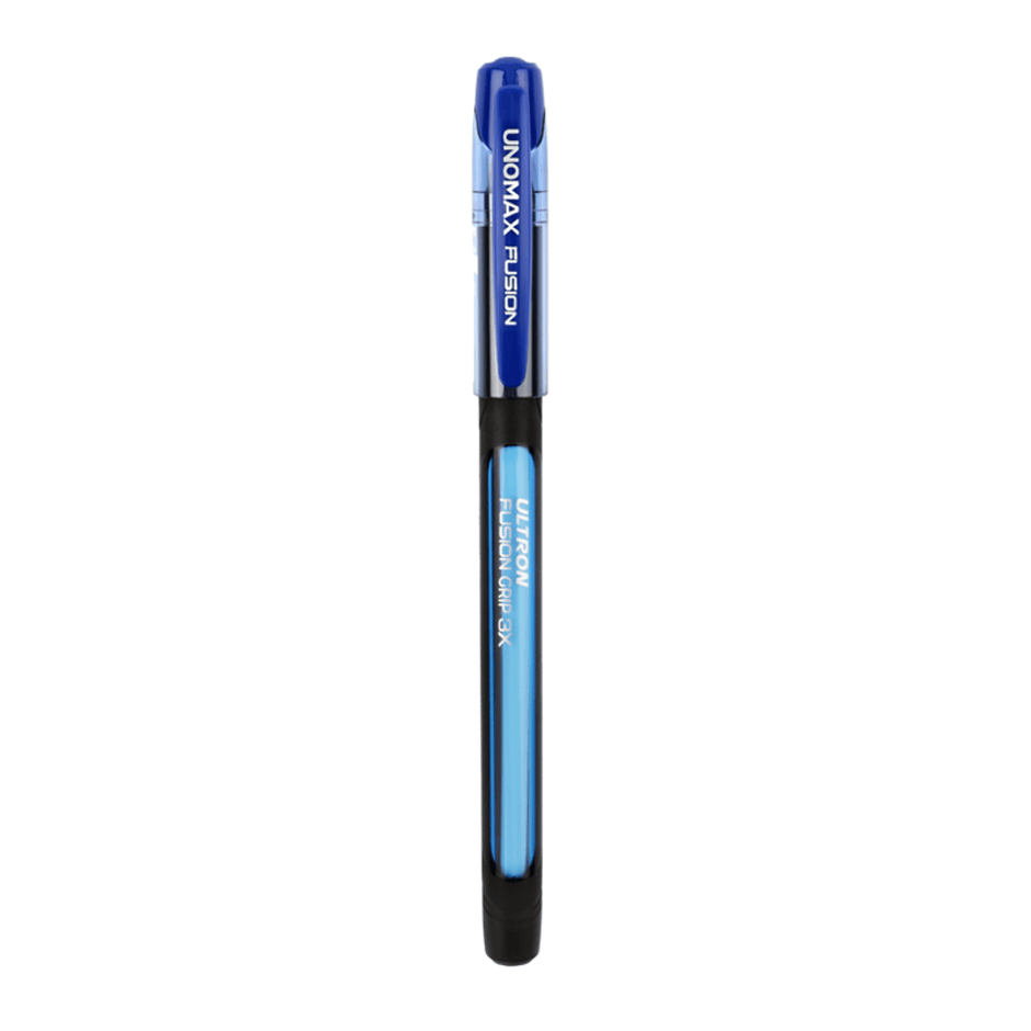 Unomax Ultron Fusion Grip 3X Ball Pen | Ink Colour - Blue, Black and Red in blue color.