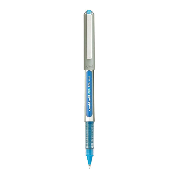 Uni-Ball Eye UB-157 0.7MM Roller Ball Pen in light blue, featuring ergonomic grip for comfort and precision writing.