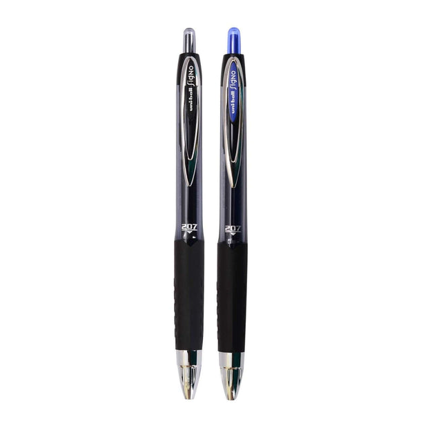 Uni-Ball Signo UMN207 0.7MM Roller Ball Pen | Ink Colour - Blue and Black, featuring ergonomic grip and retractable mechanism.